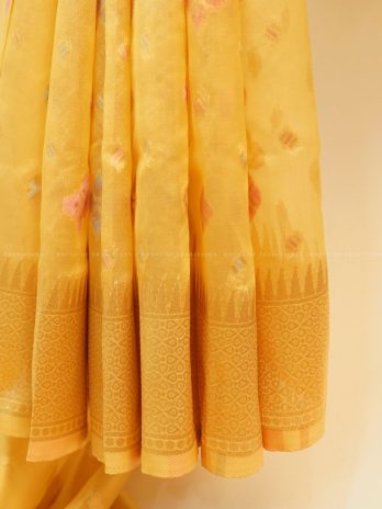 Banarasi Organza Silk Lemon Yellow
