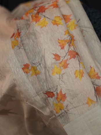 Autumn Beige Cotton Saree with Blouse fabric