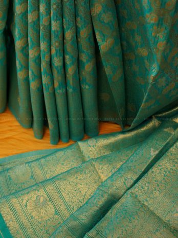 Banarasi Seagreen Cotton Silk Saree